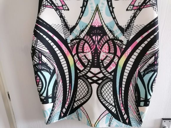 River Island Dress Size 12 Bodycon Cream Black Pastels - Picture 5 of 11